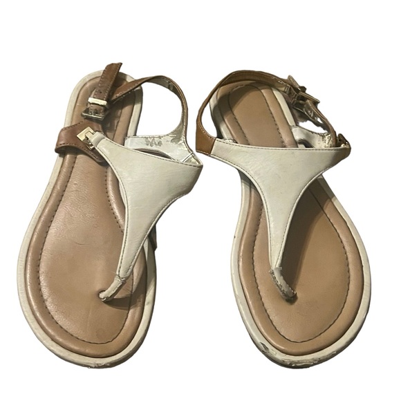 White and Tan Sandals Women’s - Picture 2 of 3